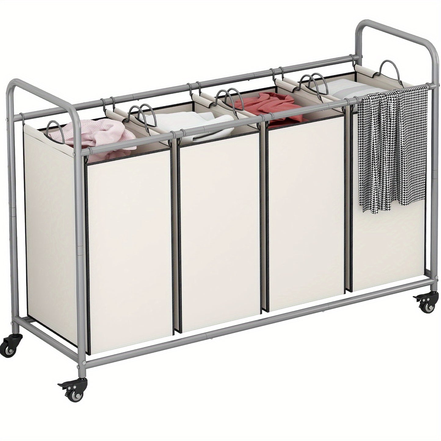 SUOERNUO Laundry Basket 4 Bag Sorter Laundry Hamper Cart with Heavy Duty Rolling Lockable Wheels and Removable Bags
