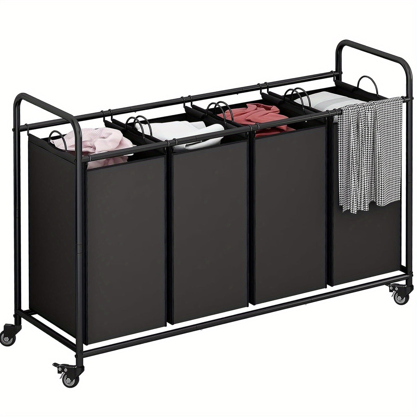 SUOERNUO Laundry Basket 4 Bag Sorter Laundry Hamper Cart with Heavy Duty Rolling Lockable Wheels and Removable Bags