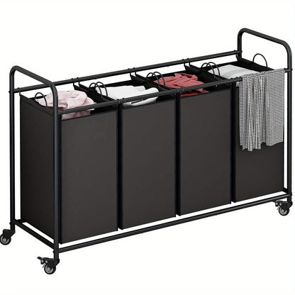 SUOERNUO Laundry Basket 4 Bag Sorter Laundry Hamper Cart with Heavy Duty Rolling Lockable Wheels and Removable Bags