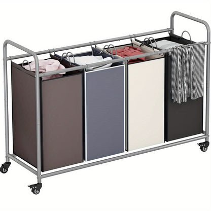 SUOERNUO Laundry Basket 4 Bag Sorter Laundry Hamper Cart with Heavy Duty Rolling Lockable Wheels and Removable Bags