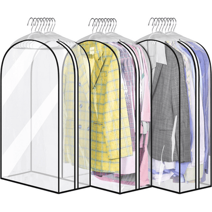 3pcs, 30-50inch Extended Transparent Clothes Storage Bag, High Quality And Very Durable, Used for Valuables Storage, for Wardrobe Storage, Suit Bagging, Hanging Clothes Storage Bag, for Shirts, Coats, to Ensure That The Clothes Are Neat And Clean
