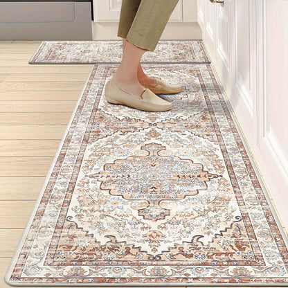 Anti Fatigue Kitchen Mat Set of 2 Non Slip Kitchen Rugs and Mats Cushioned Kitchen Mats for Floor Distressed Boho Kitchen Mat Mat Runner for Sink Laundry Office