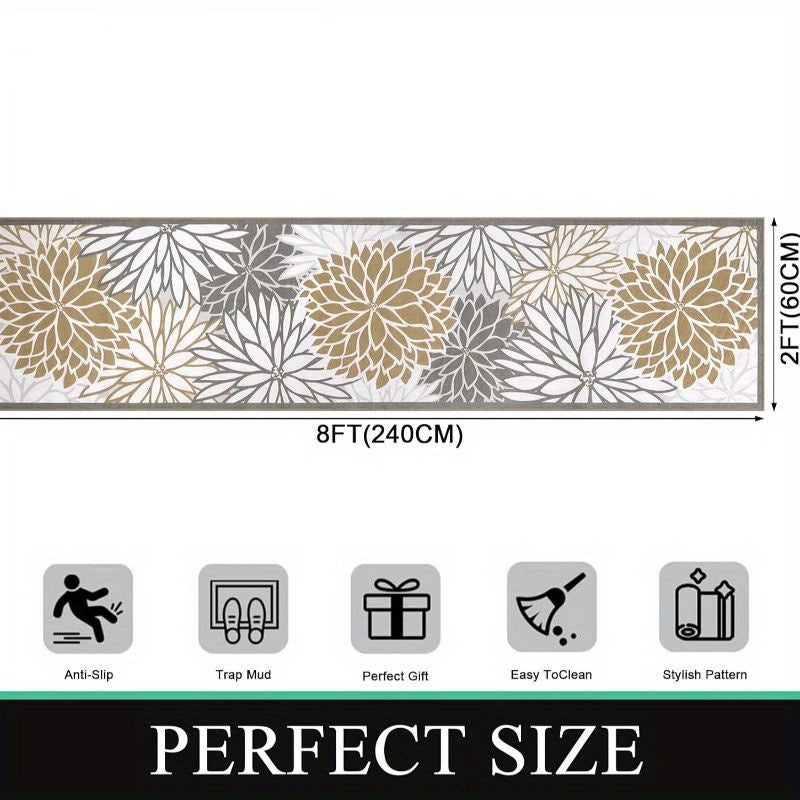 Floral Medallion Runner Rug Non-Slip Washable Hallway Runner Rug Accent Laundry Rug Runner Low-Profile Floor Carpet Runners for Hallways Entryway Laundry Room Bathroom