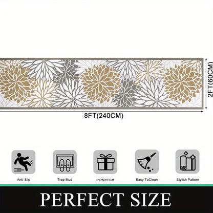 Floral Medallion Runner Rug Non-Slip Washable Hallway Runner Rug Accent Laundry Rug Runner Low-Profile Floor Carpet Runners for Hallways Entryway Laundry Room Bathroom