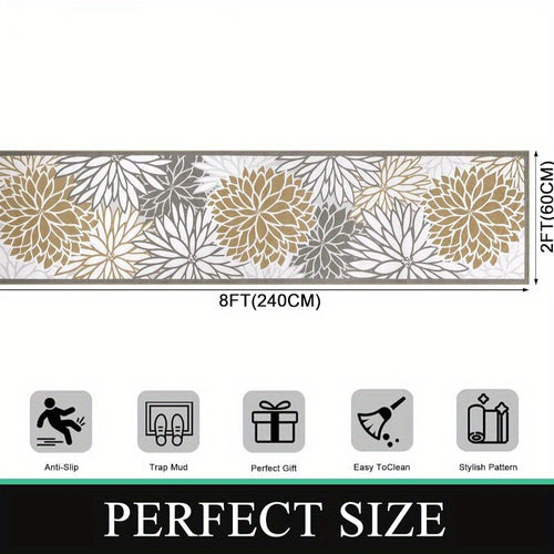 Floral Medallion Runner Rug Non-Slip Washable Hallway Runner Rug Accent Laundry Rug Runner Low-Profile Floor Carpet Runners for Hallways Entryway Laundry Room Bathroom