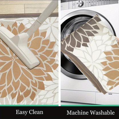 Floral Medallion Runner Rug Non-Slip Washable Hallway Runner Rug Accent Laundry Rug Runner Low-Profile Floor Carpet Runners for Hallways Entryway Laundry Room Bathroom