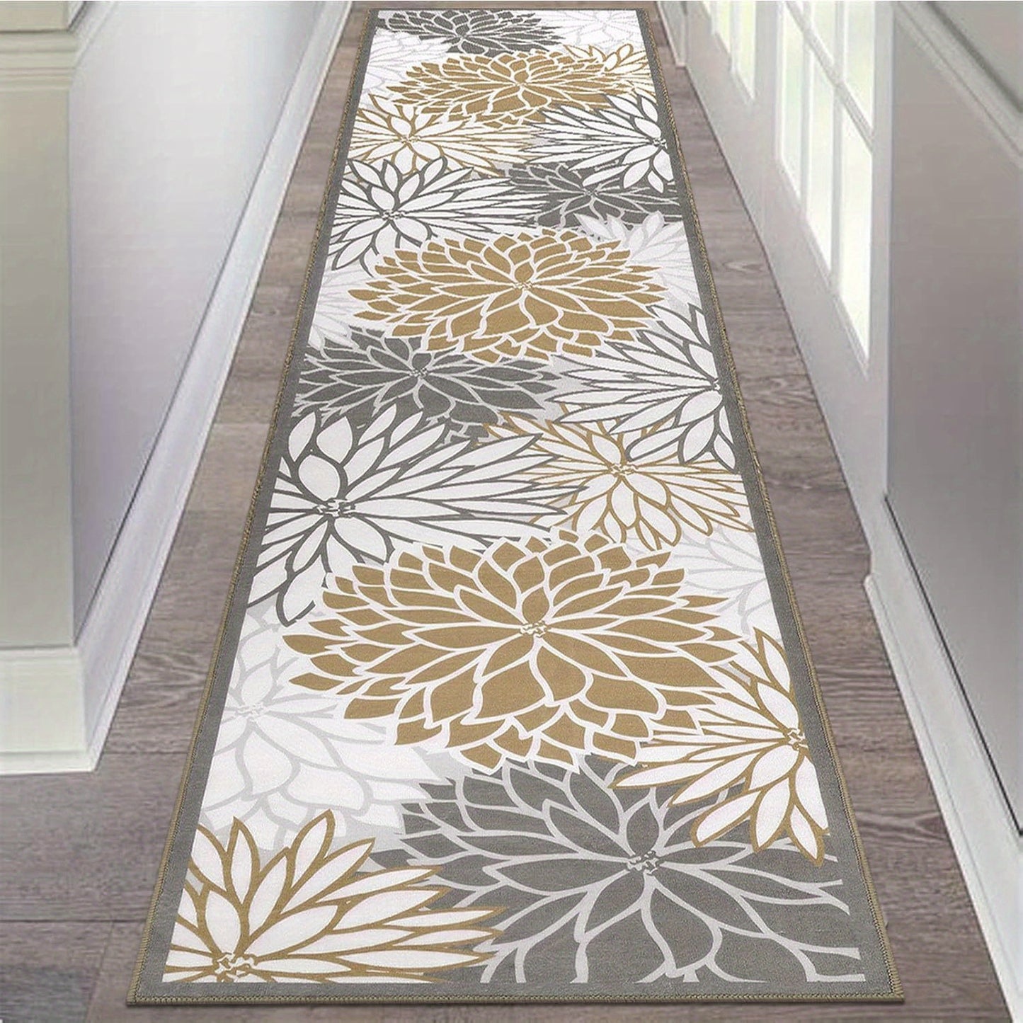 Floral Medallion Runner Rug Non-Slip Washable Hallway Runner Rug Accent Laundry Rug Runner Low-Profile Floor Carpet Runners for Hallways Entryway Laundry Room Bathroom