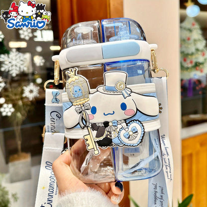 1pc Authorized By Sanrio Kuromi Hello Kitty Cinnamoroll Melody 21.6oz Straw Water Bottle Dual Nozzle Design with Portable Stylish Perfect Sport Travel Work