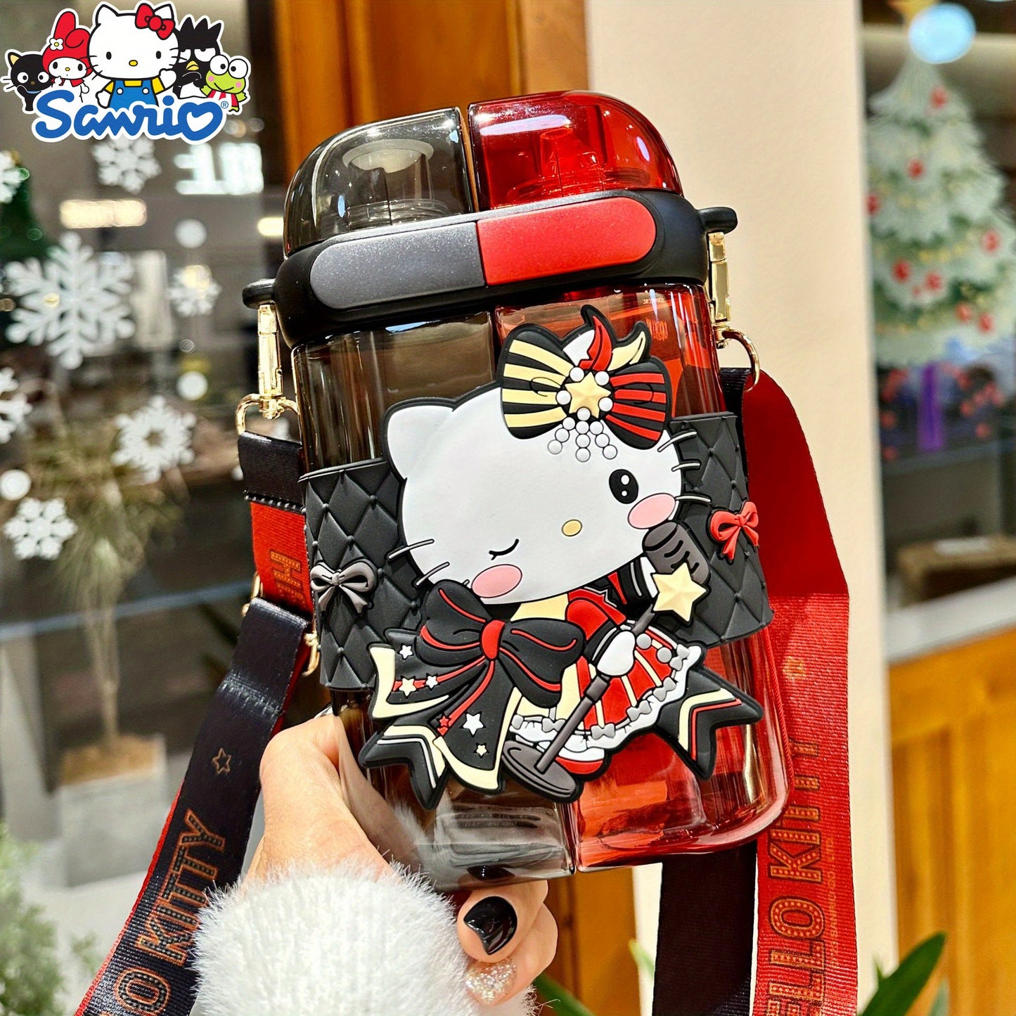 1pc Authorized By Sanrio Kuromi Hello Kitty Cinnamoroll Melody 21.6oz Straw Water Bottle Dual Nozzle Design with Portable Stylish Perfect Sport Travel Work