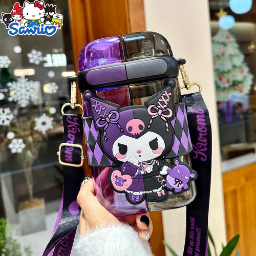 1pc Authorized By Sanrio Kuromi Hello Kitty Cinnamoroll Melody 21.6oz Straw Water Bottle Dual Nozzle Design with Portable Stylish Perfect Sport Travel Work