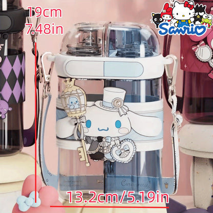 1pc Authorized By Sanrio Kuromi Hello Kitty Cinnamoroll Melody 21.6oz Straw Water Bottle Dual Nozzle Design with Portable Stylish Perfect Sport Travel Work