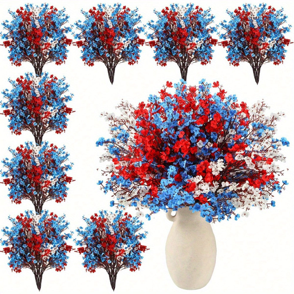 15pcs 4th of July Artificial Flowers, Real Touch Petals, Patriotic Flowers for Independence Day Home Decor Floral Arrangement Table Centerpieces, Independence Day Holiday Decoration