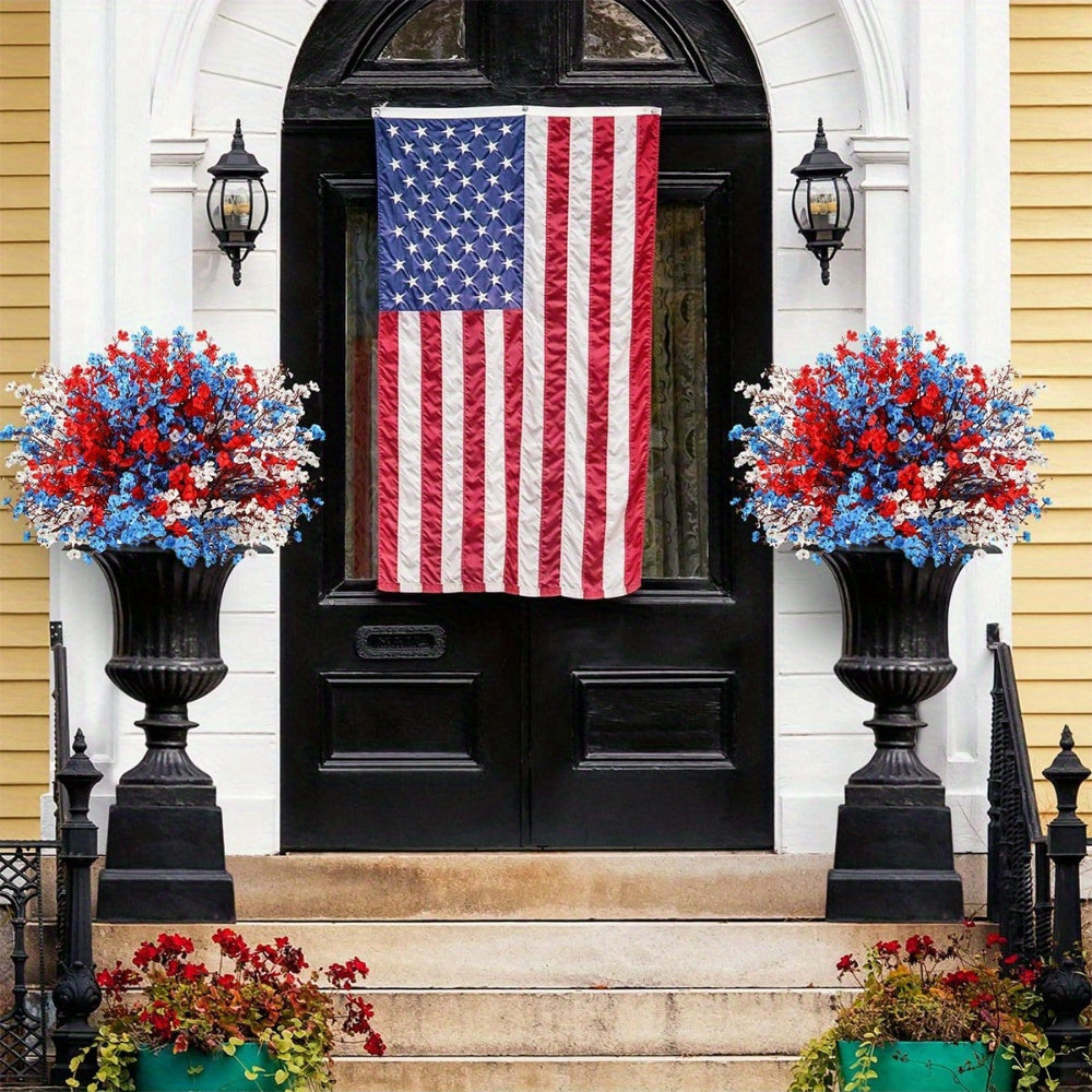 15pcs 4th of July Artificial Flowers, Real Touch Petals, Patriotic Flowers for Independence Day Home Decor Floral Arrangement Table Centerpieces, Independence Day Holiday Decoration