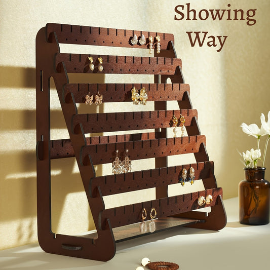 Vintage Style Earrings Display Stand Detachable - Multi-Grid Tabletop Jewelry Storage Rack for Studs, Rings And Necklaces - High Quality Home Decoration, Earrings Display Card, Classic Design, Sturdy Construction, Fashion Lovers Jewelry Tower