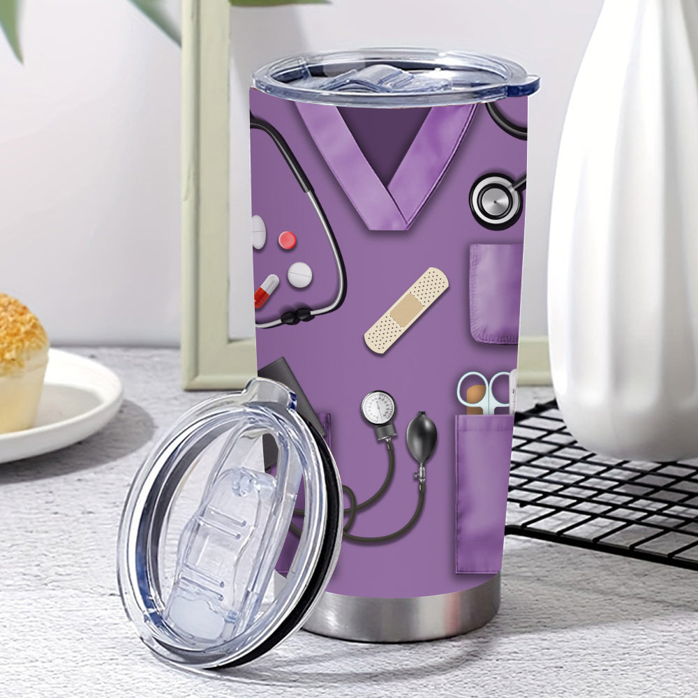A Coffee Mug Featuring a Nurse'S Medical Kit Design, a 20-Ounce Stainless Steel Insulated Cup with a Lid And Straw, Suitable for Beverages And Kitchen Storage, Perfect for Travel, Summer Hydration