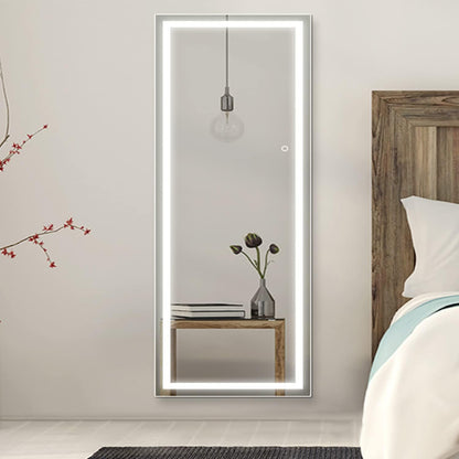 LED Full Length Mirror with Lights, Touch Control Lighted Full Body Mirror, Free Standing Wall Mounted Leaning Bedroom Mirror with LED Light Strip for Dressing Room Vanity