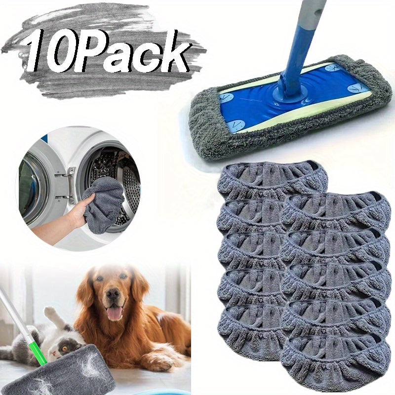 10 Pack Reusable Mop Pads Compatible With, Microfiber Mop Refill Pads Replacement Pads, Machine Washable Perfectly For All Floor Surfaces Cleaning, Suitable For Cleaning Bathrooms, Bedrooms, Living Rooms, And Kitchens