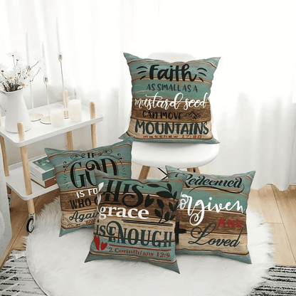 4pcs Decorative Throw Pillow Covers Inspirational Scripture Quotes for Sofa, Living Room, Bedroom, Office And Home Decor, Linen, 18 X 18 Inches, No Pillow Core