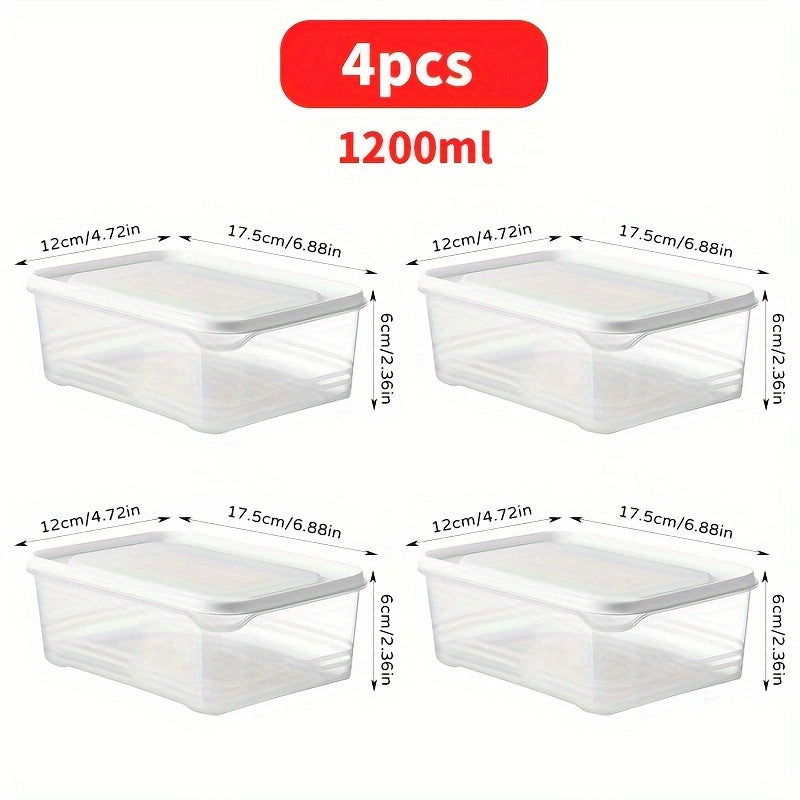 4pcs 42-Ounce Stackable Refrigerator Storage Container with Lid-Bpa Pp-Free, Suitable for Meat, Fruits And Vegetables-Necessary Kitchen Finishing Food Storage Container with Lid Refrigerator Finisher And Container