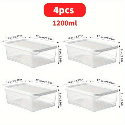 4pcs 42-Ounce Stackable Refrigerator Storage Container with Lid-Bpa Pp-Free, Suitable for Meat, Fruits And Vegetables-Necessary Kitchen Finishing Food Storage Container with Lid Refrigerator Finisher And Container