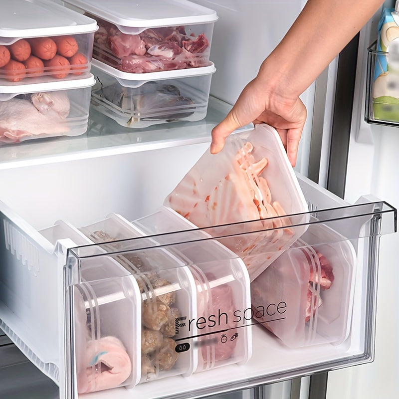 4pcs 42-Ounce Stackable Refrigerator Storage Container with Lid-Bpa Pp-Free, Suitable for Meat, Fruits And Vegetables-Necessary Kitchen Finishing Food Storage Container with Lid Refrigerator Finisher And Container