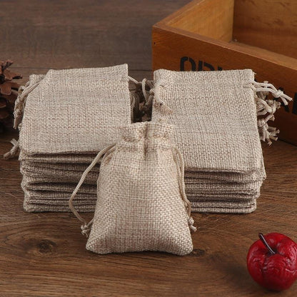 Set of Natural Jute Drawstring Bags - Multipurpose Storage Pouches for Party Favors, Wedding Gifts, Packaging - Reusable Bagschristmas