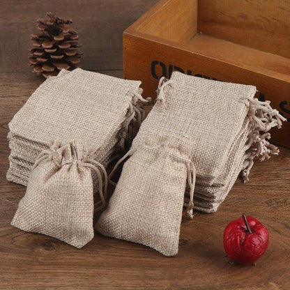 Set of Natural Jute Drawstring Bags - Multipurpose Storage Pouches for Party Favors, Wedding Gifts, Packaging - Reusable Bagschristmas