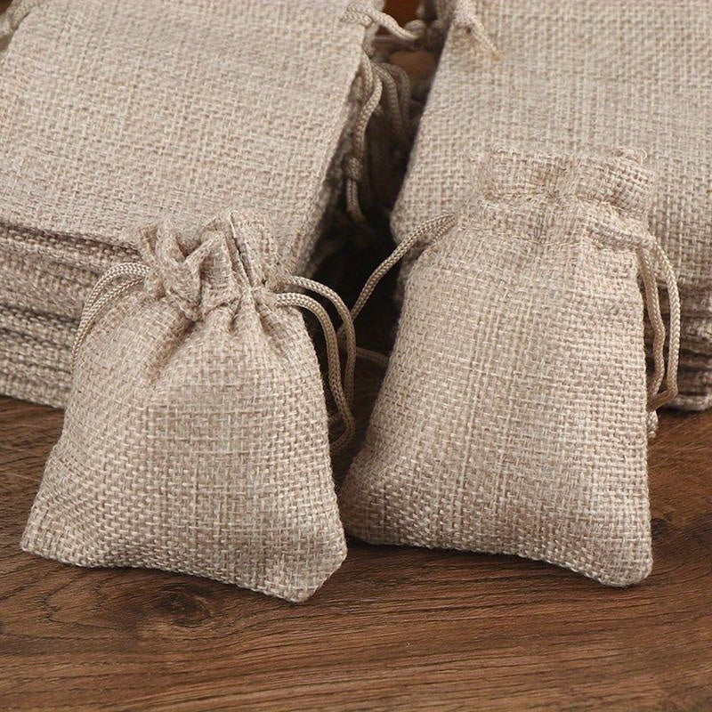 Set of Natural Jute Drawstring Bags - Multipurpose Storage Pouches for Party Favors, Wedding Gifts, Packaging - Reusable Bagschristmas