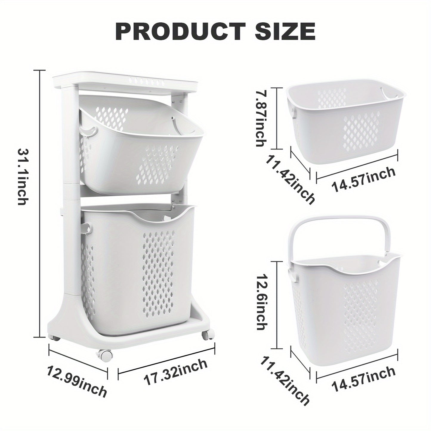 Laundry Hamper, Modern Upgrade 3/4 Tier Laundry Basket with Wheels, Large Capacity Laundry Basket, Movable By Layer Classification, Home Storage, Suitable for Laundry Room, Bathroom Decor And Accessories, Laundry Organizers And Storage