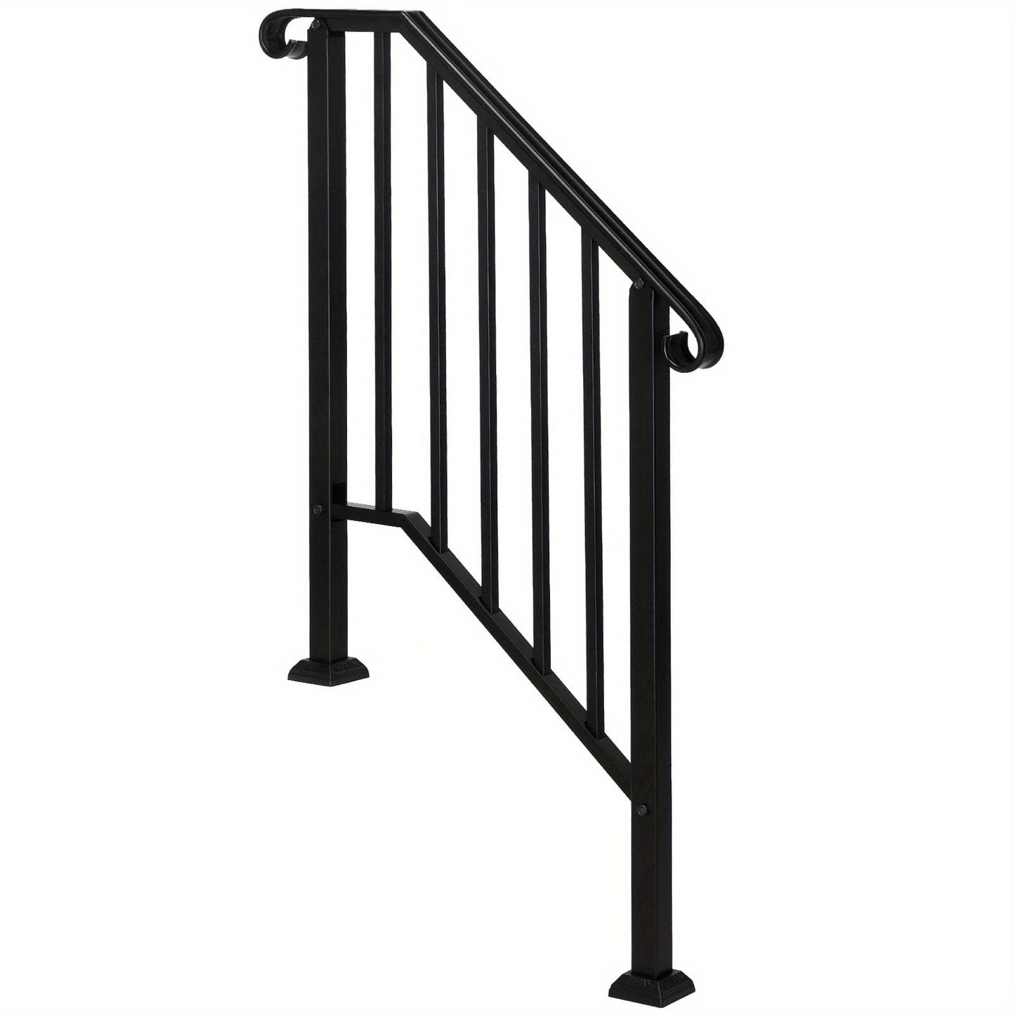 Outdoor Stair Railing Handrail - Fits 2 or 3 Steps - Wrought Iron Handrail - 38'' Black/White - For Home Safety & Accessibility - Ideal Gift for Seniors & People with Mobility Issues