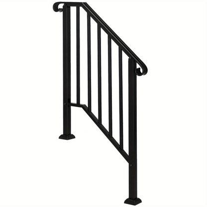 Outdoor Stair Railing Handrail - Fits 2 or 3 Steps - Wrought Iron Handrail - 38'' Black/White - For Home Safety & Accessibility - Ideal Gift for Seniors & People with Mobility Issues