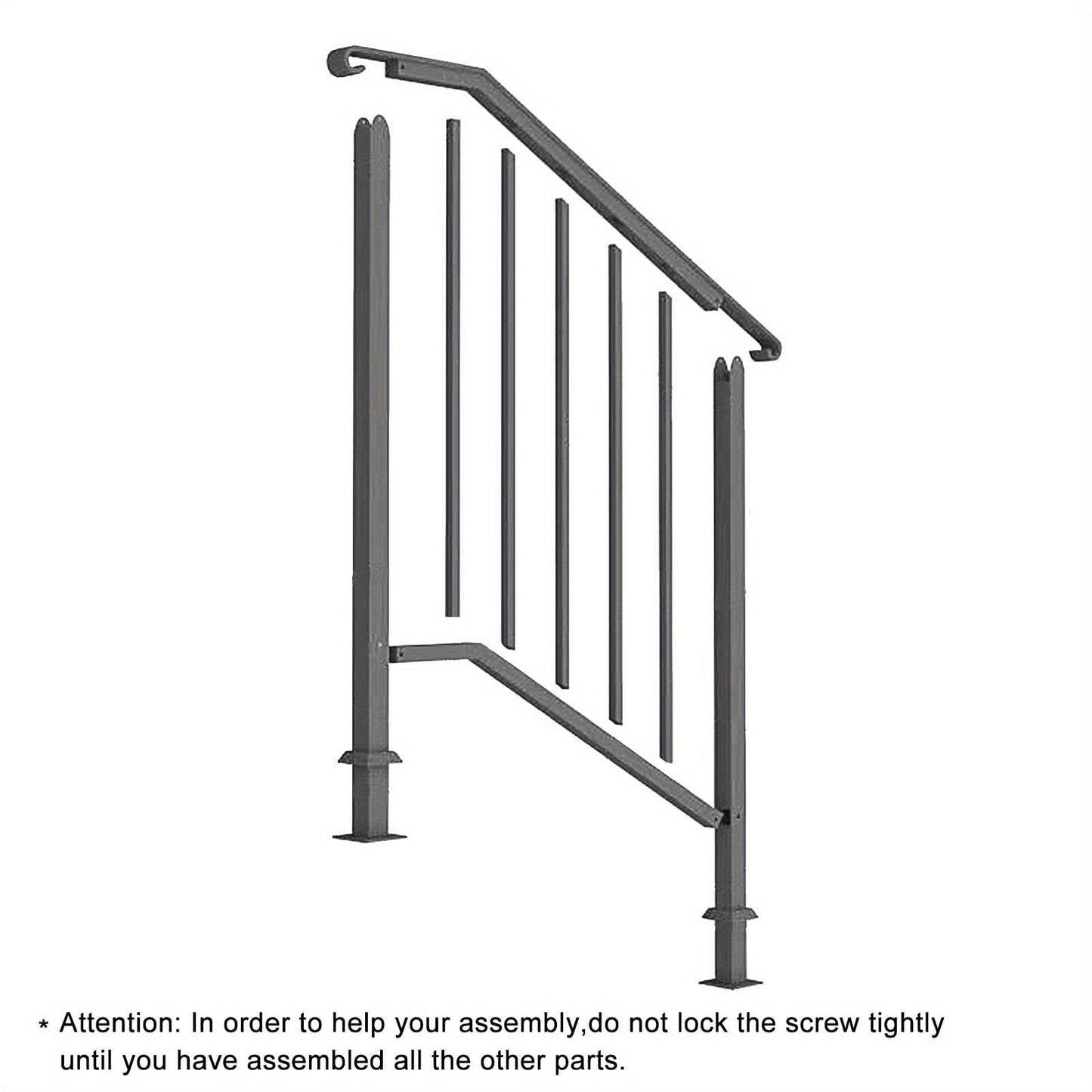 Outdoor Stair Railing Handrail - Fits 2 or 3 Steps - Wrought Iron Handrail - 38'' Black/White - For Home Safety & Accessibility - Ideal Gift for Seniors & People with Mobility Issues