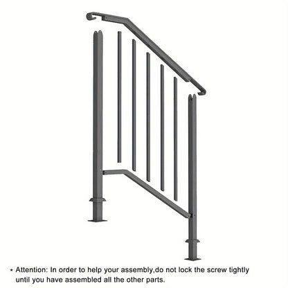 Outdoor Stair Railing Handrail - Fits 2 or 3 Steps - Wrought Iron Handrail - 38'' Black/White - For Home Safety & Accessibility - Ideal Gift for Seniors & People with Mobility Issues