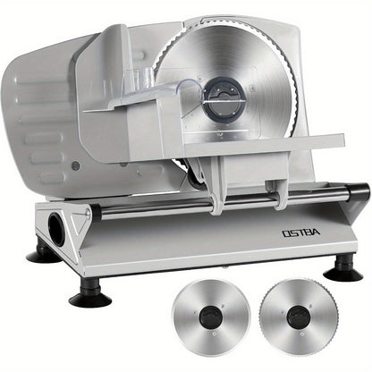 Electric Meat Slicer for Home Use – Deli Food Slicer with 2 Removable Stainless Steel Blades, Adjustable Thickness, Food Carriage for Meat, Cheese & Bread