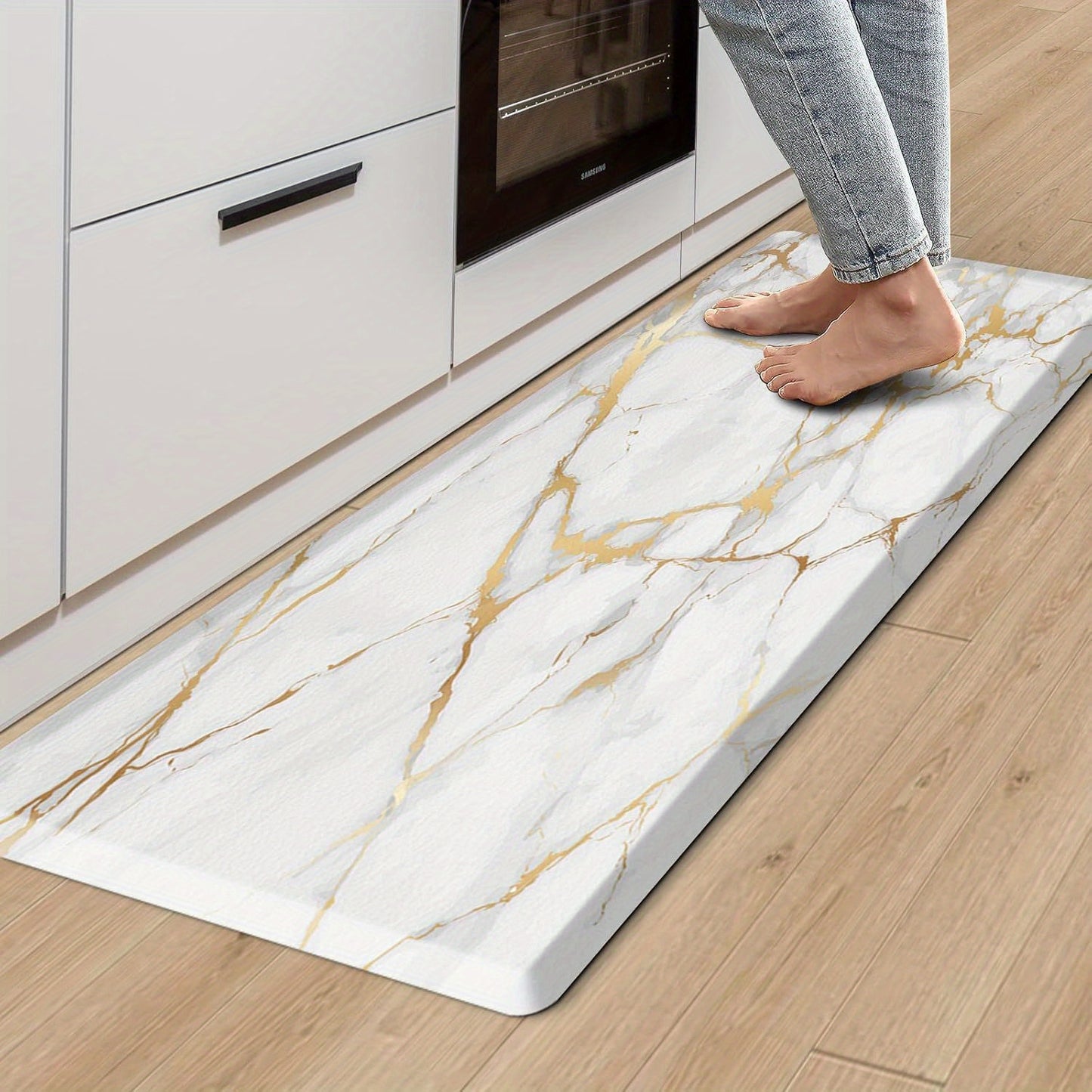 Kitchen Mat, 1/2 Inch Thick Anti Fatigue Kitchen Rugs And Mats Cushioned Kitchen Floor Mat Non-Skid Kitchen Mats for Standing Desk Office Sink 17.3" X 39", White