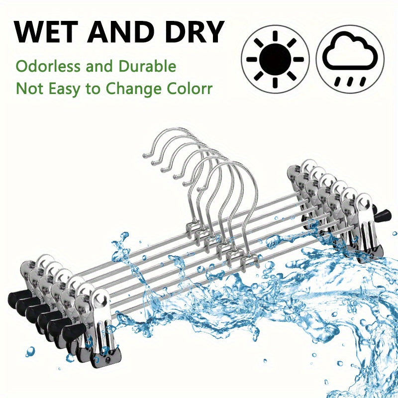 Pants Hangers with Clips 30pcs, Adjustable Skirt Hangers for Women Metal Pants Hangers for Jeans