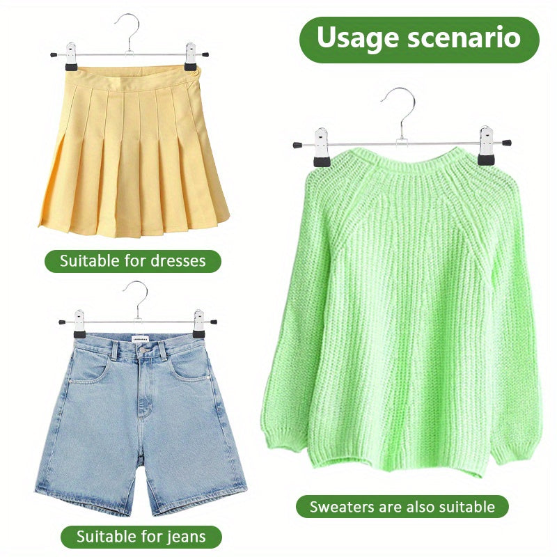 Pants Hangers with Clips 30pcs, Adjustable Skirt Hangers for Women Metal Pants Hangers for Jeans