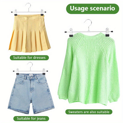 Pants Hangers with Clips 30pcs, Adjustable Skirt Hangers for Women Metal Pants Hangers for Jeans