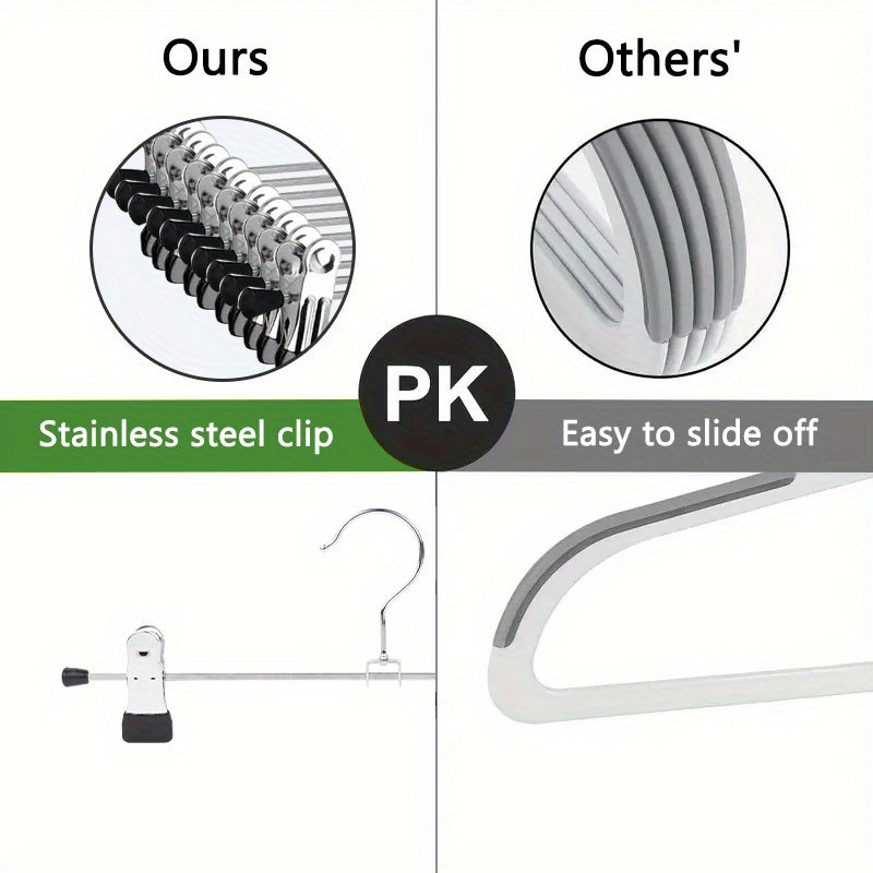 Pants Hangers with Clips 30pcs, Adjustable Skirt Hangers for Women Metal Pants Hangers for Jeans