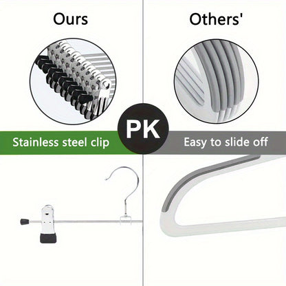 Pants Hangers with Clips 30pcs, Adjustable Skirt Hangers for Women Metal Pants Hangers for Jeans