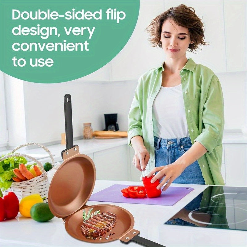 Pancake Pan, Double-Sided Non-Stick Pancake Maker, Reversible, Folding Breakfast Frying Pan for Fluffy Pancakes Omelette Frittata And More