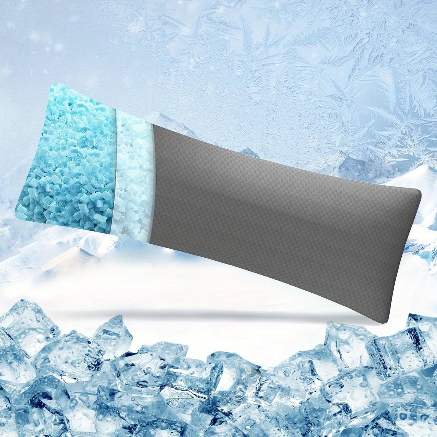 Cooling Body Pillow for Adults- Pillow Insert with Shredded Blue with Washable Pillowcase (20x54 Inch)