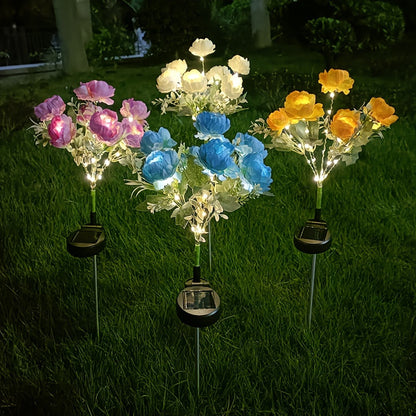 2pcs Solar-Powered Peony Flower Light, IP65 Waterproof, 14 Fancy Lights Artificial LED Blooms (84LED), Outdoor Garden Lawn Decoration, Suitable for Garden Decor And Holiday Illumination, Mother's Day Decorations for Home, Mother's Day Gift