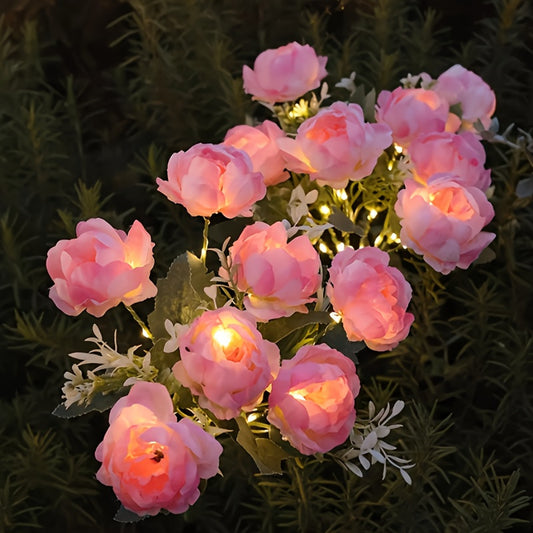 2pcs Solar-Powered Peony Flower Light, IP65 Waterproof, 14 Fancy Lights Artificial LED Blooms (84LED), Outdoor Garden Lawn Decoration, Suitable for Garden Decor And Holiday Illumination, Mother's Day Decorations for Home, Mother's Day Gift
