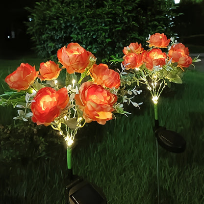 2pcs Solar-Powered Peony Flower Light, IP65 Waterproof, 14 Fancy Lights Artificial LED Blooms (84LED), Outdoor Garden Lawn Decoration, Suitable for Garden Decor And Holiday Illumination, Mother's Day Decorations for Home, Mother's Day Gift