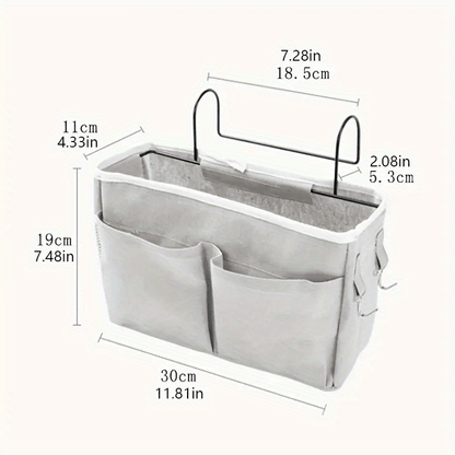 2Pack Bedside Organizer, Hanging Storage Solution for Dormitory Beds, Bunk Beds, And Hospital Bed Rails, Ideal for Holding Magazines, Books, Phones, Kettles, And Glasses, Shelf Baskets