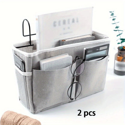2Pack Bedside Organizer, Hanging Storage Solution for Dormitory Beds, Bunk Beds, And Hospital Bed Rails, Ideal for Holding Magazines, Books, Phones, Kettles, And Glasses, Shelf Baskets