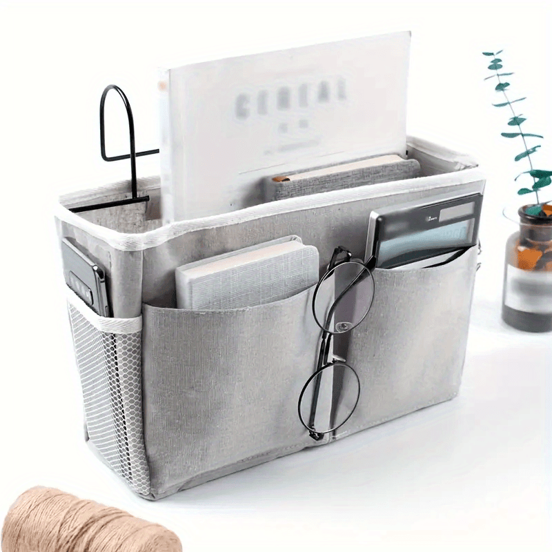 2Pack Bedside Organizer, Hanging Storage Solution for Dormitory Beds, Bunk Beds, And Hospital Bed Rails, Ideal for Holding Magazines, Books, Phones, Kettles, And Glasses, Shelf Baskets