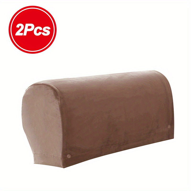 2pcs/ Set Stretch Armrest Covers Spandex Arm Covers for Chairs Couch Sofa Elastic Plaid Pattern Armchair Slipcovers for Living Room Home Decor Stretch Armrest Covers Velvet Arm Covers for Chairs Couch Sofa Armchair Slipcovers for Recliner Sofa