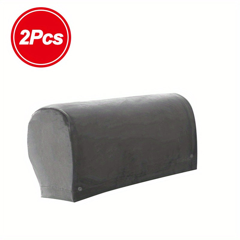 2pcs/ Set Stretch Armrest Covers Spandex Arm Covers for Chairs Couch Sofa Elastic Plaid Pattern Armchair Slipcovers for Living Room Home Decor Stretch Armrest Covers Velvet Arm Covers for Chairs Couch Sofa Armchair Slipcovers for Recliner Sofa